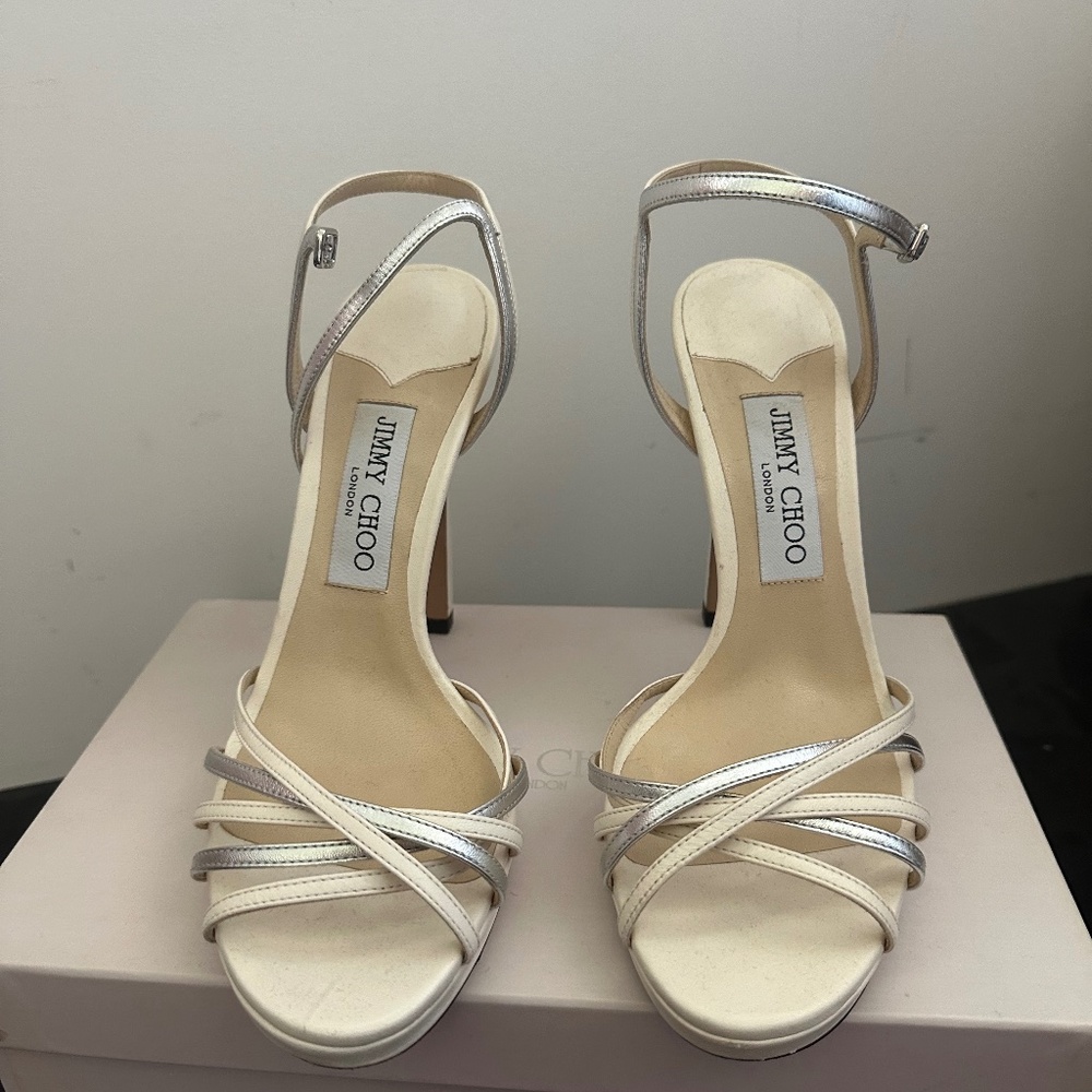 Jimmy Choo White Silver Heels